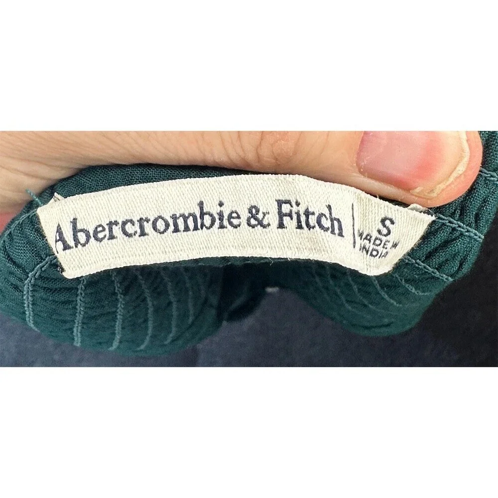 Abercrombie & Fitch Blouse Womens Size S Green Floral Sweetheart Tie